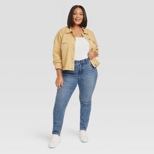 Women’s Ava & Viv high rise skinny plus stretch fitted hip medium wash jeans‎